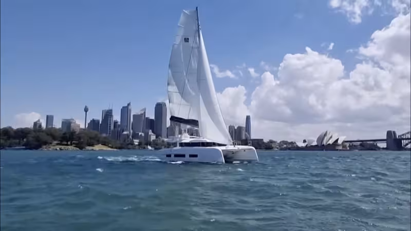 Dufour 48 catamaran - Premières navigations à Sydney pour Multicoques Mag - Teaser essai