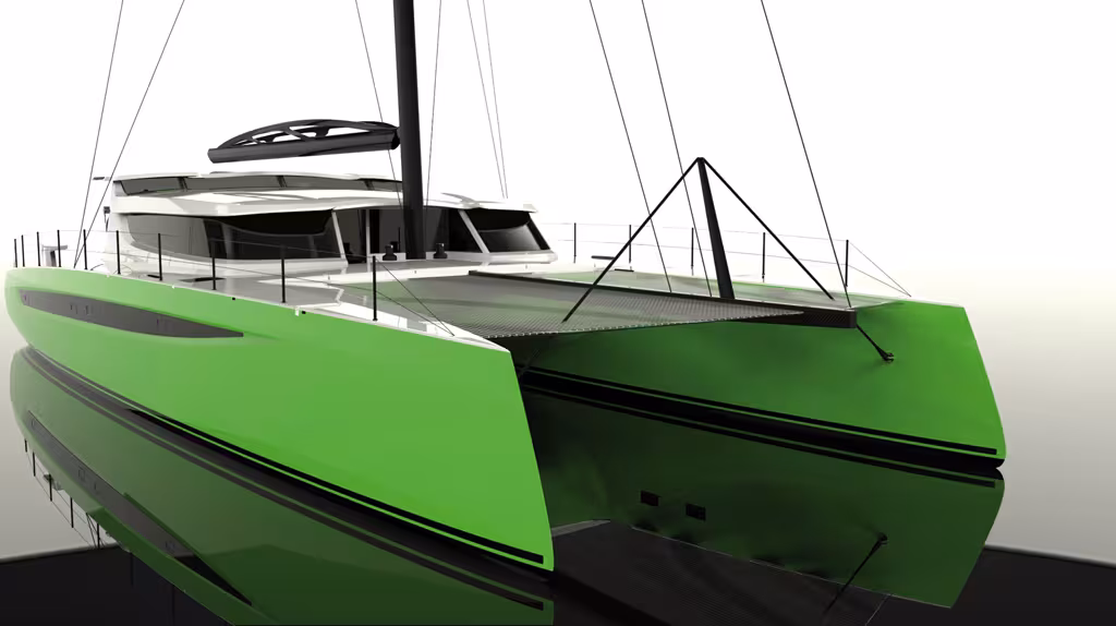Catamaran HH66, le no 1 est à l'eau