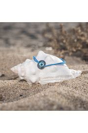 Bracelet cordon hublot Bleu Spade Design - rhodié