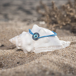 Bracelet cordon hublot Bleu Spade Design - rhodié