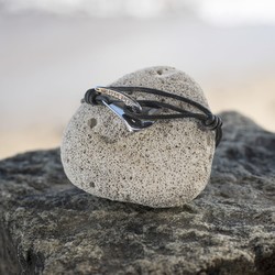 Bracelet Homme Ancre  Spade Design - Cuir - Argenté